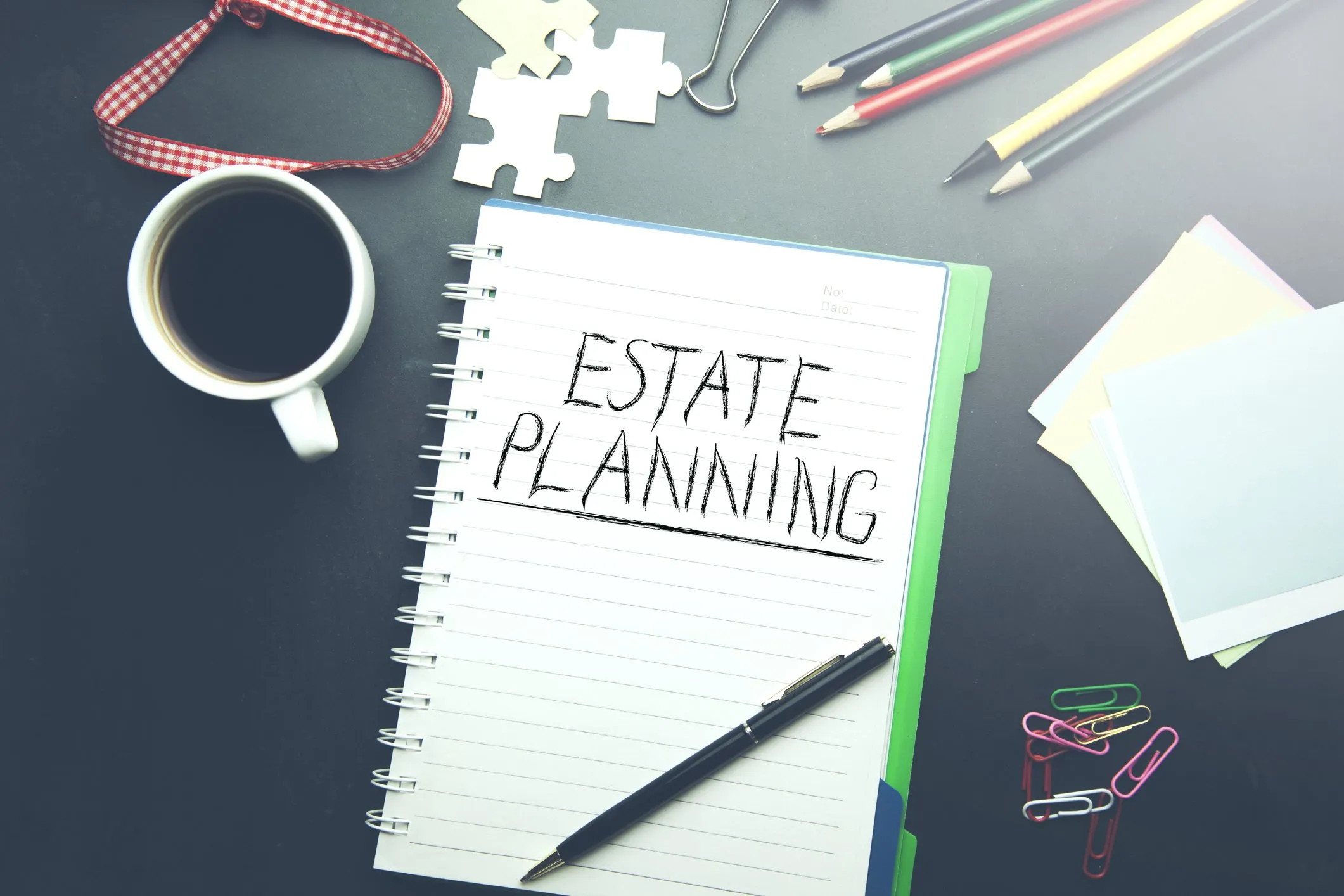 Estate planning notebook and pen 